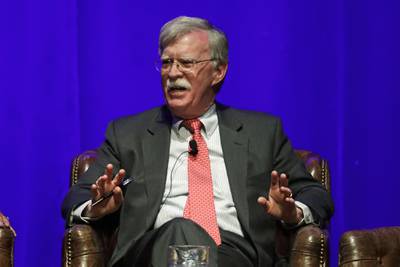 In this Feb. 19, 2020, file photo, former national security adviser John Bolton takes part in a discussion on global leadership at Vanderbilt University in Nashville, Tenn.