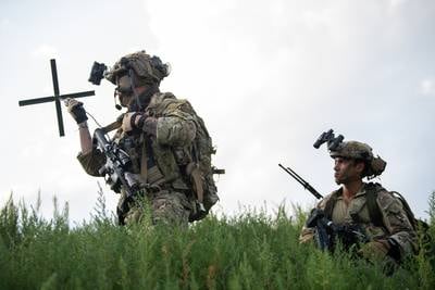 Tactical Air Control Party specialists at the 13th Air Support Operations Squadron conduct reconnaissance training, Aug. 03, 2021, at Fort Carson Army Base. The training provided instruction and preparation for Joint All-Domain Command and Control operations.
