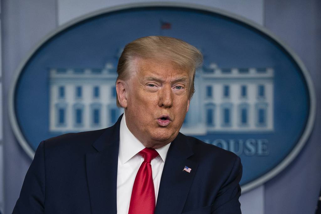 President Donald Trump speaks during a news briefing at the White House on July 2, 2020, in Washington.