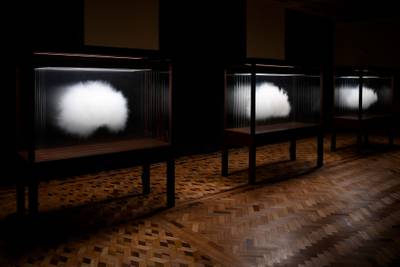 A view of an art installation made by the Argentine conceptual artist Leandro Erlich, in the framework of his exhibition entitled "A Tension," at the Centro Cultural Banco do Brasil in Belo Horizonte, Brazil.