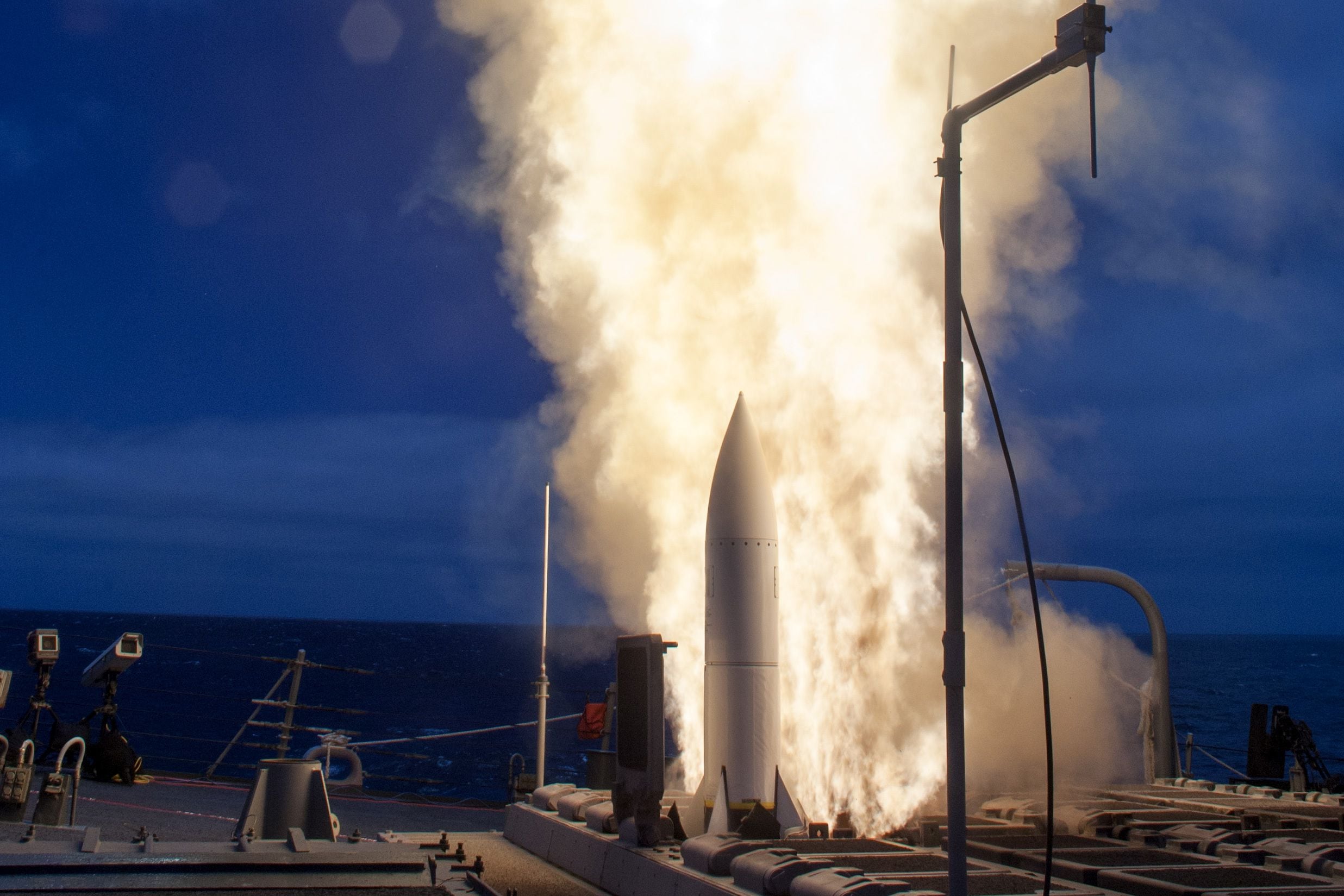 Navy missile intercepts target using Army's new missile