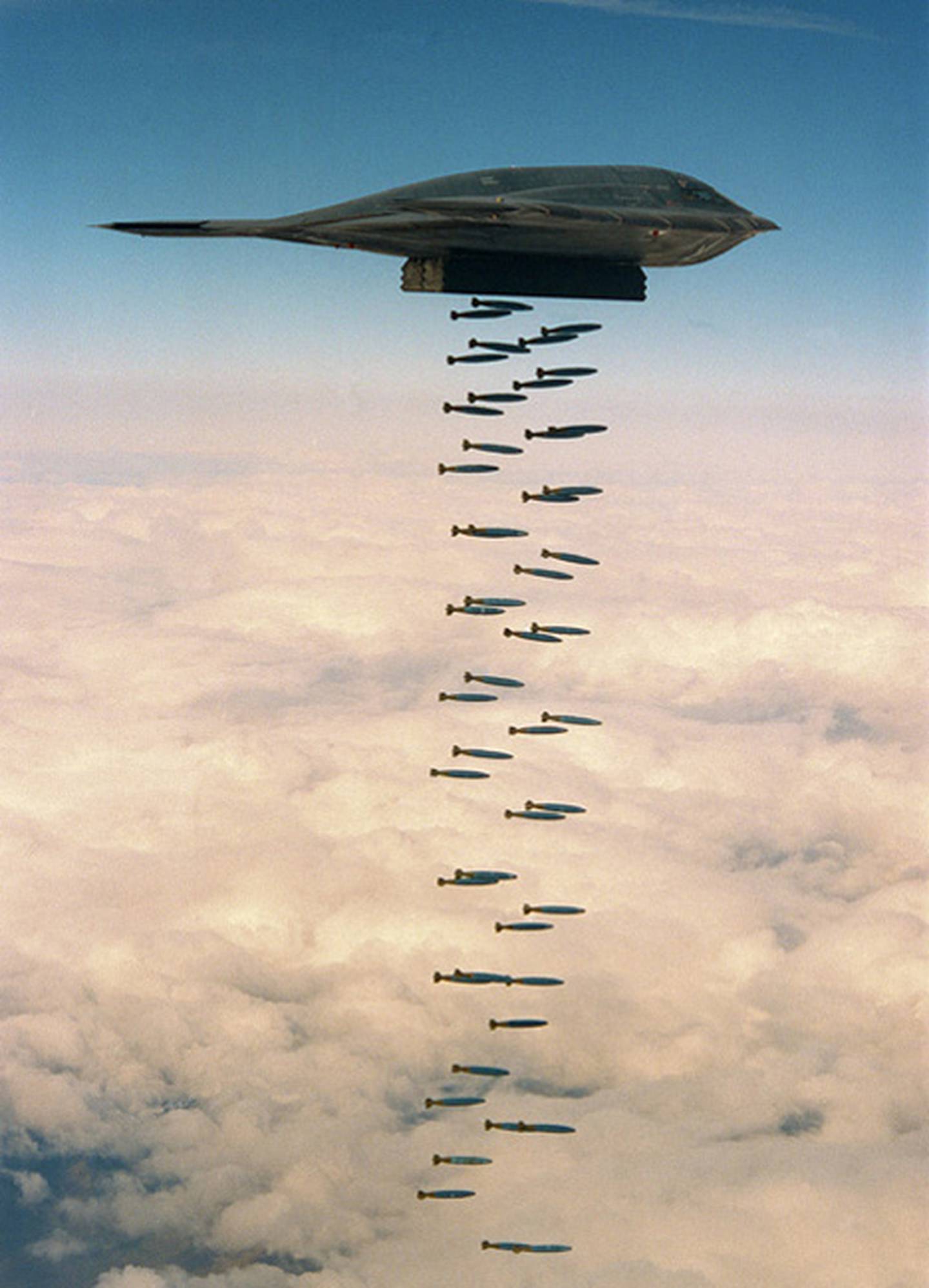 A B-2 Spirit drops its bomb payload. (Northrop Grumman)