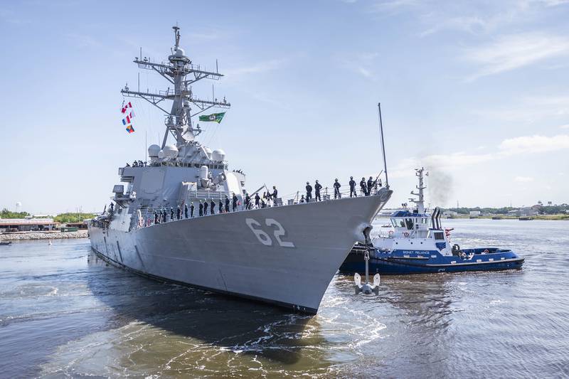 The repaired and modernized U.S. warship Fitzgerald departed Huntington Ingalls Industries, Ingalls Shipbuilding division's Mississippi shipyard on June 13, 2020, en route for its new home port of San Diego.