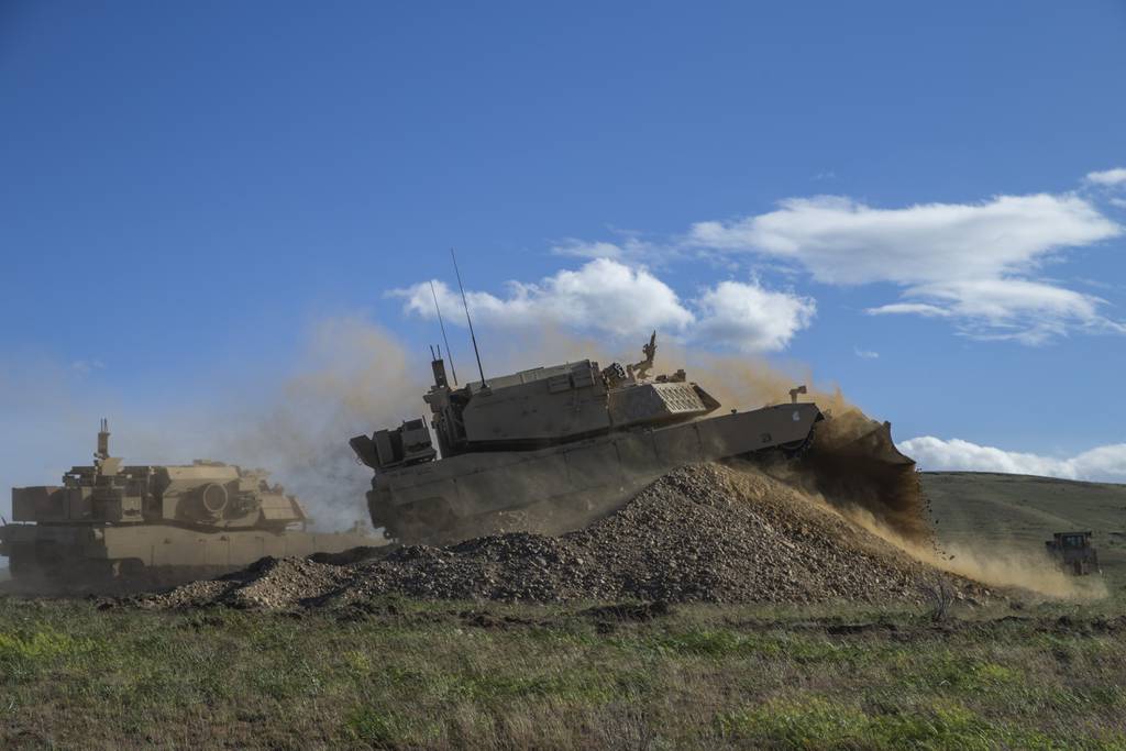 U.S. Marines conduct autonomous breaches with Assault Breacher Vehicles during the Robotic Complex Breach Concept experiment at Yakima Training Center in Yakima, Washington, April 27, 2019.