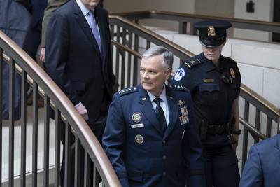 Air Force Gen. Glen VanHerck, commander of U.S. Northern Command and North American Aerospace Defense Command, arrives for a closed-door briefing for senators about the Chinese spy balloon in February 20223.