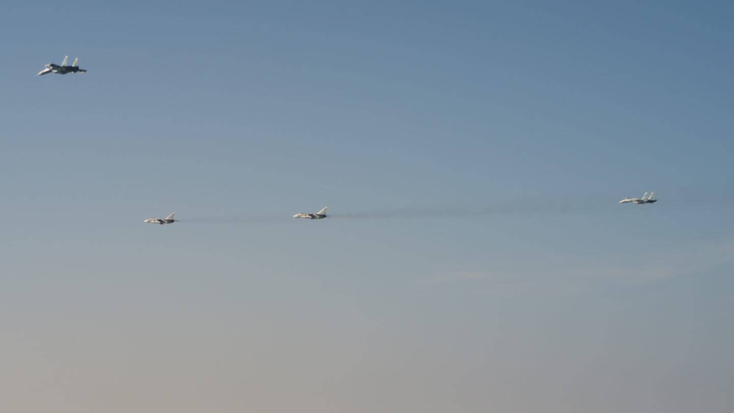 Two Russian Sukhoi Su-27s and two Su-24s violated Sweden's airspace on March 2, 2022, the Swedish Air Force said. The Swedes sent Gripen jets to escort them away in a brief interaction. (Swedish Air Force photo)