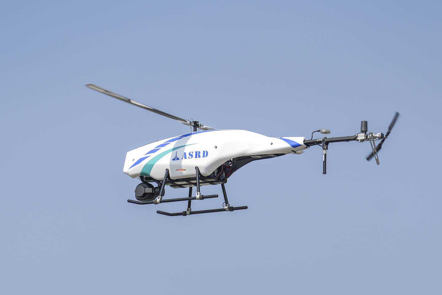 A helicopter drone is flown during a demonstration for members of the media at the National Chung-Shan Institute of Science and Technology in Taichung in central Taiwan on Tuesday, Nov. 15, 2022.