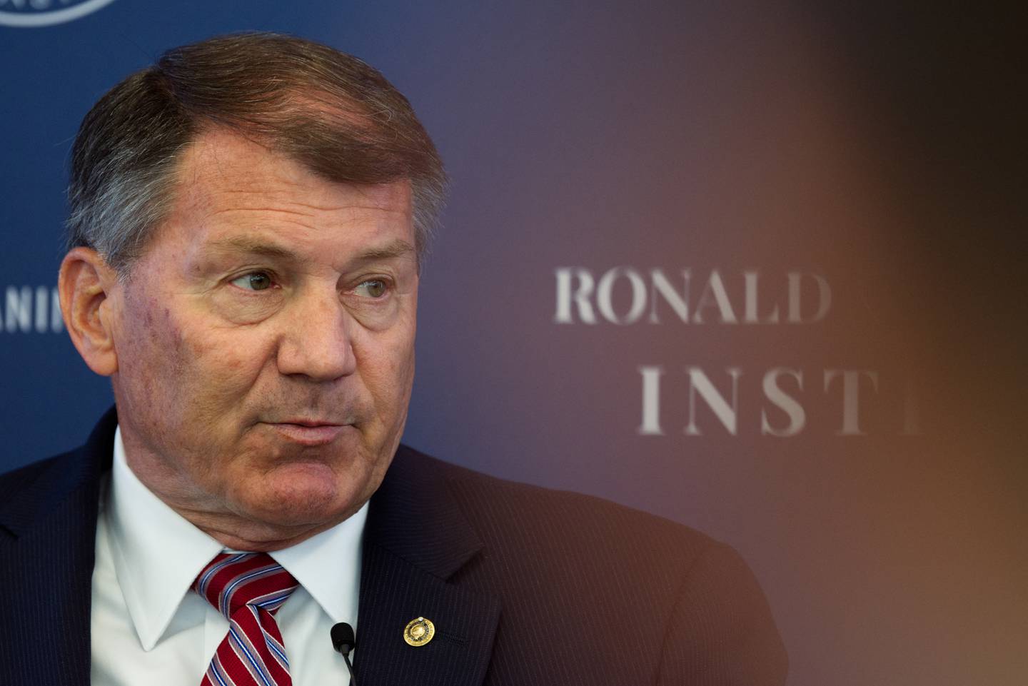 U.S. Sen. Mike Rounds, a South Dakota Republican, listens to a question June 6, 2023, at the Scale Gov AI Summit just blocks from the White House in Washington, D.C.