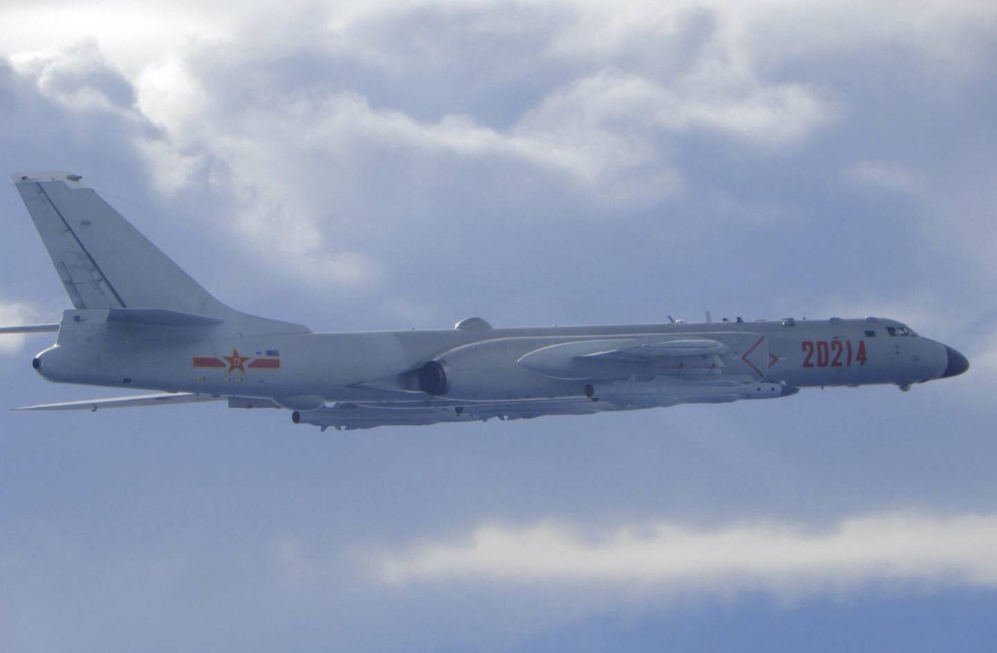 In this photo released by the Taiwan Ministry of National Defense, a Chinese People's Liberation Army H-6 bomber is seen flying near the Taiwan air defense identification zone, ADIZ, near Taiwan on Friday, Sept. 18, 2020.